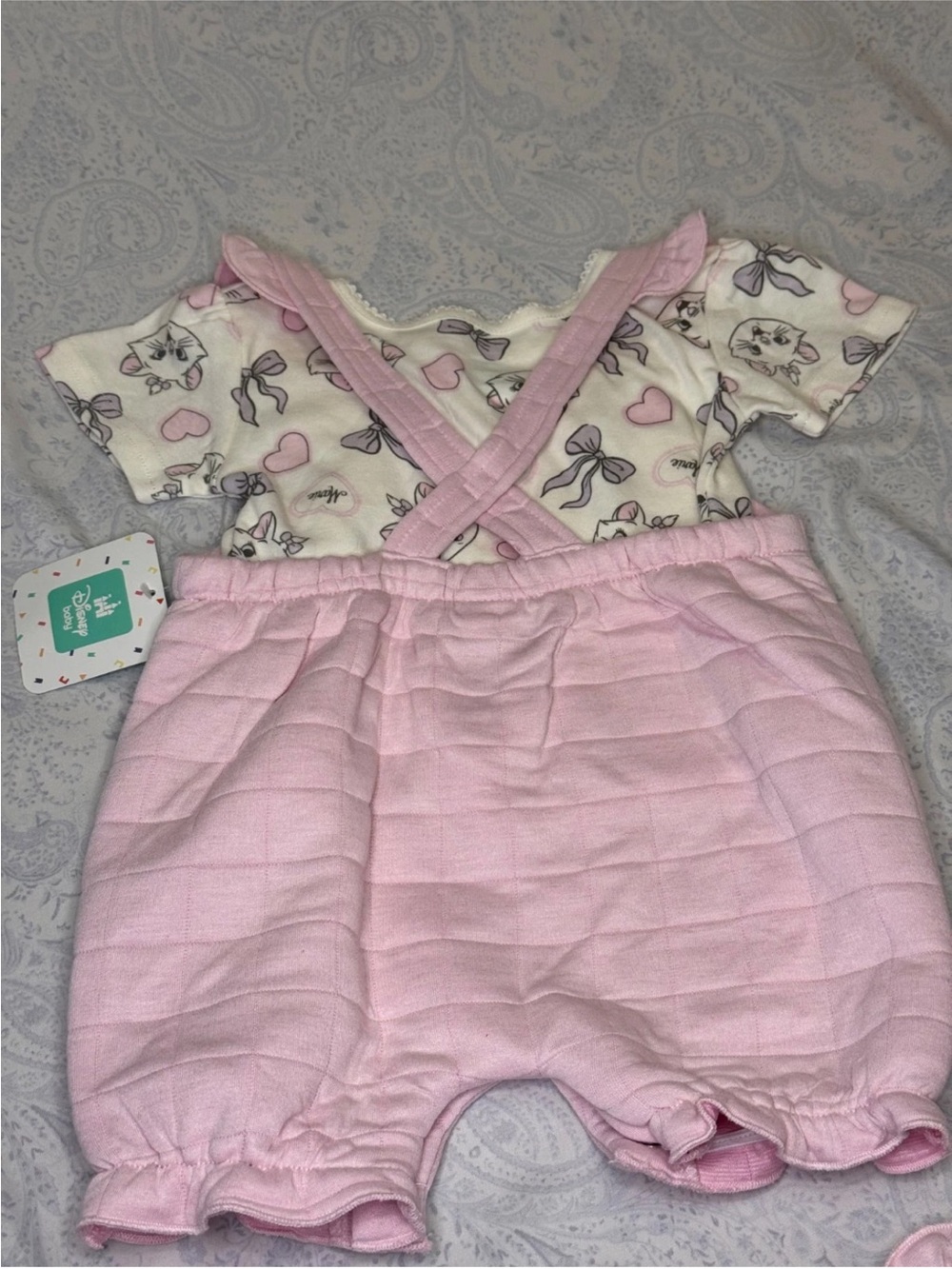 Disney The Aristocats Pink Quilted Shorts Romper with Short Sleeve Tee - Picture 7 of 8